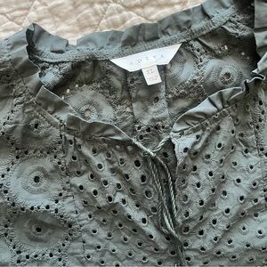 Adiva Green Short Sleeve Tie Front Blouse